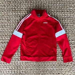 Adidas Boys Girls Warm Up Track Jacket Zip Red with White Stripes Size Medium